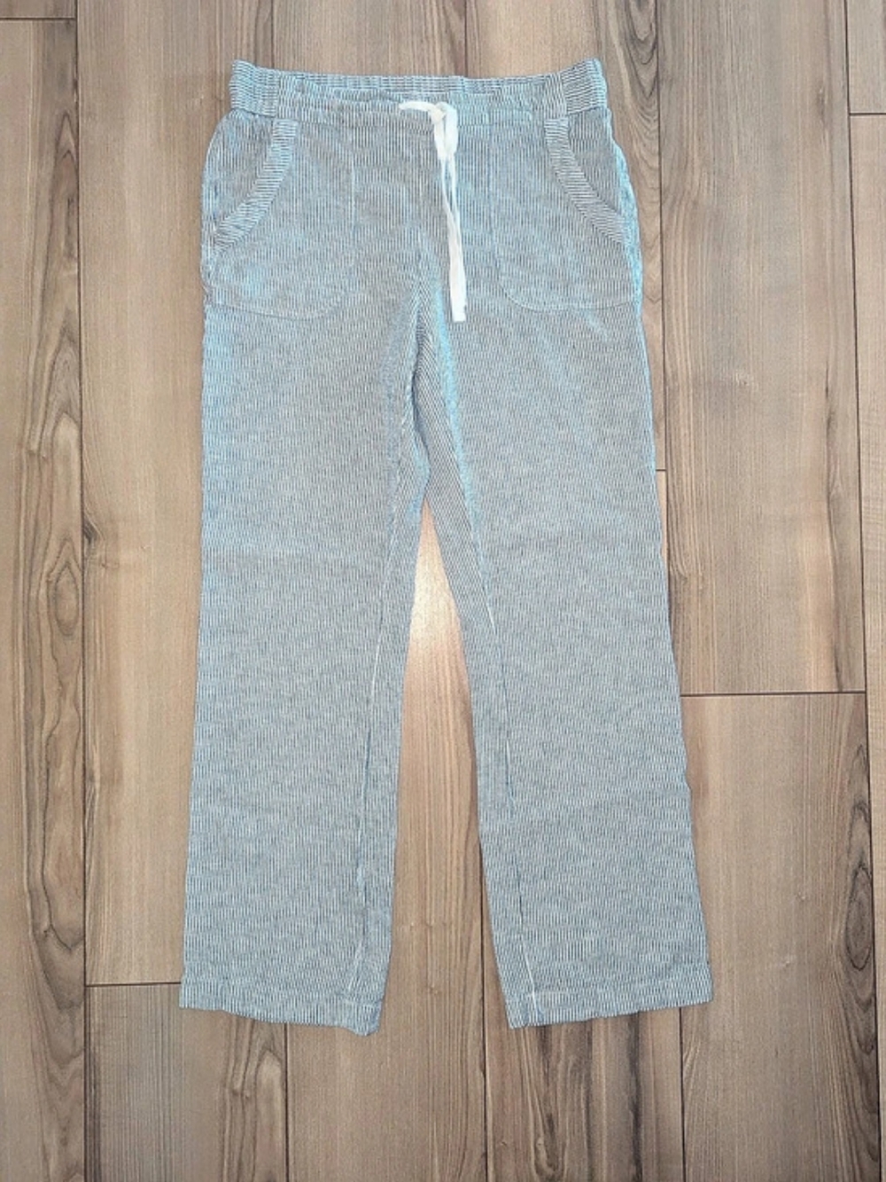 Katherine Barclay Striped Linen Blend Wide Leg Pants Size Medium